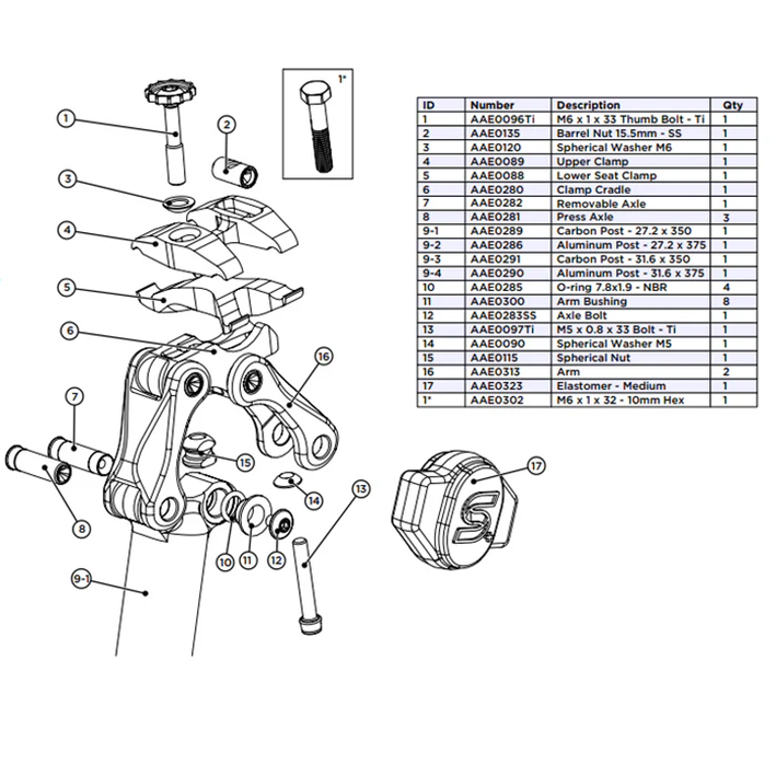 CANE CREEK | THUDBUSTER G4 Complete Clamp Kit - Sattelstützen Ersatzteil | Parts and Tools